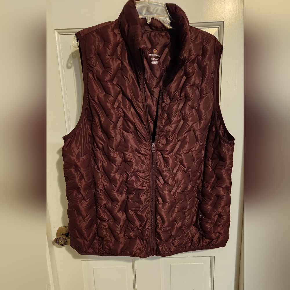 Tangerine Women's Quilted Burgundy Vest,size XXL
